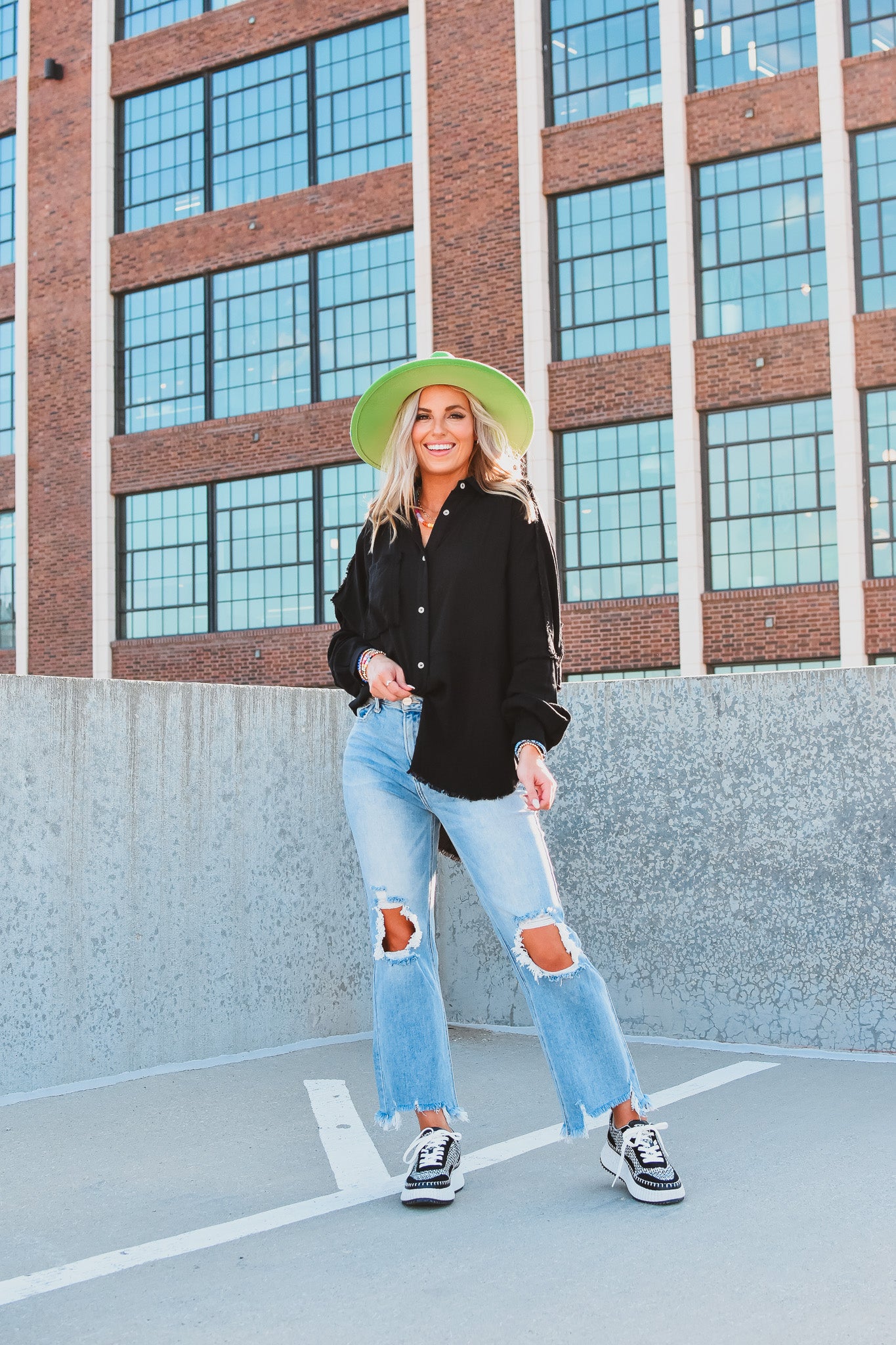 Delilah Button Down Shirt in Black