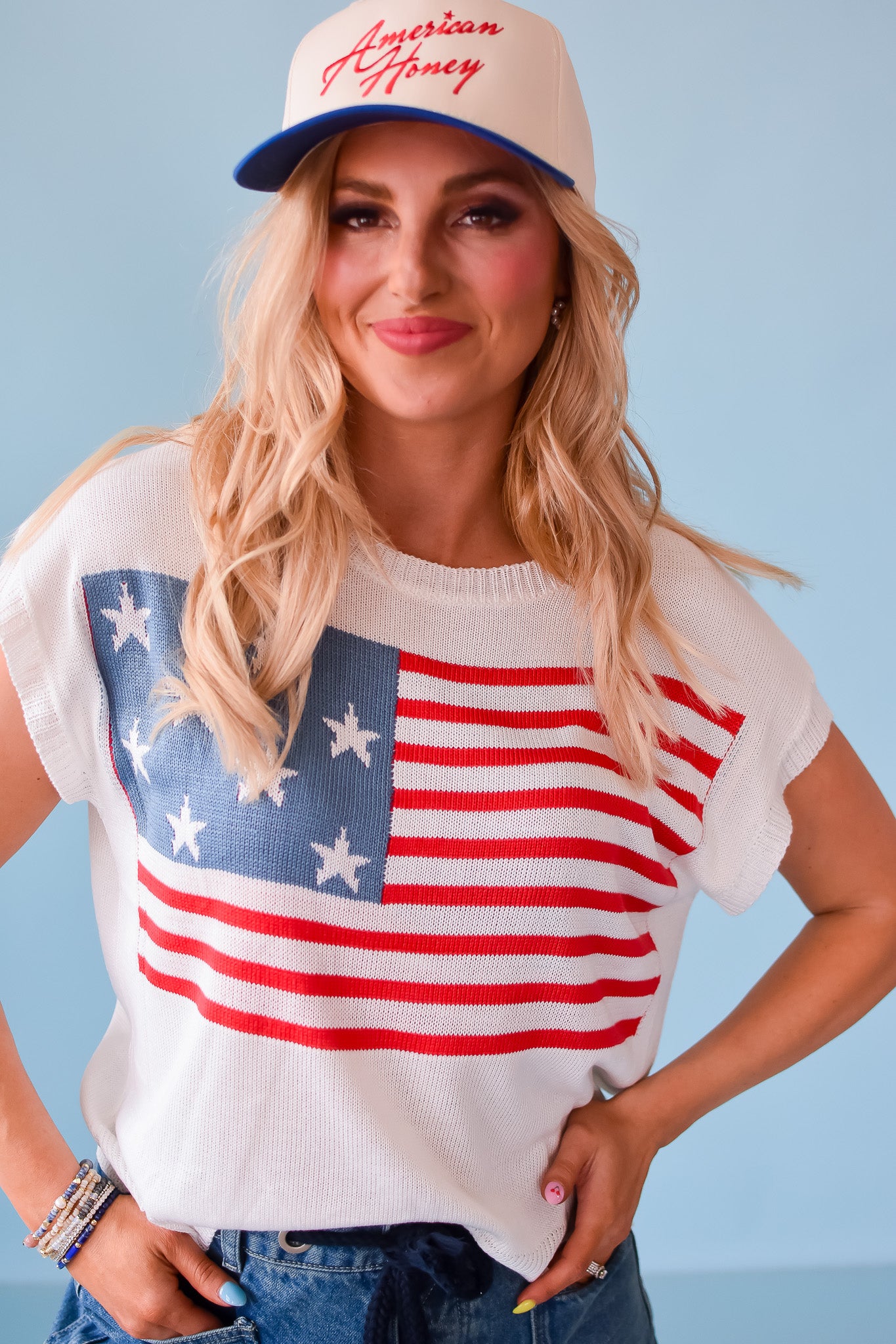 USA Flag Knit Top