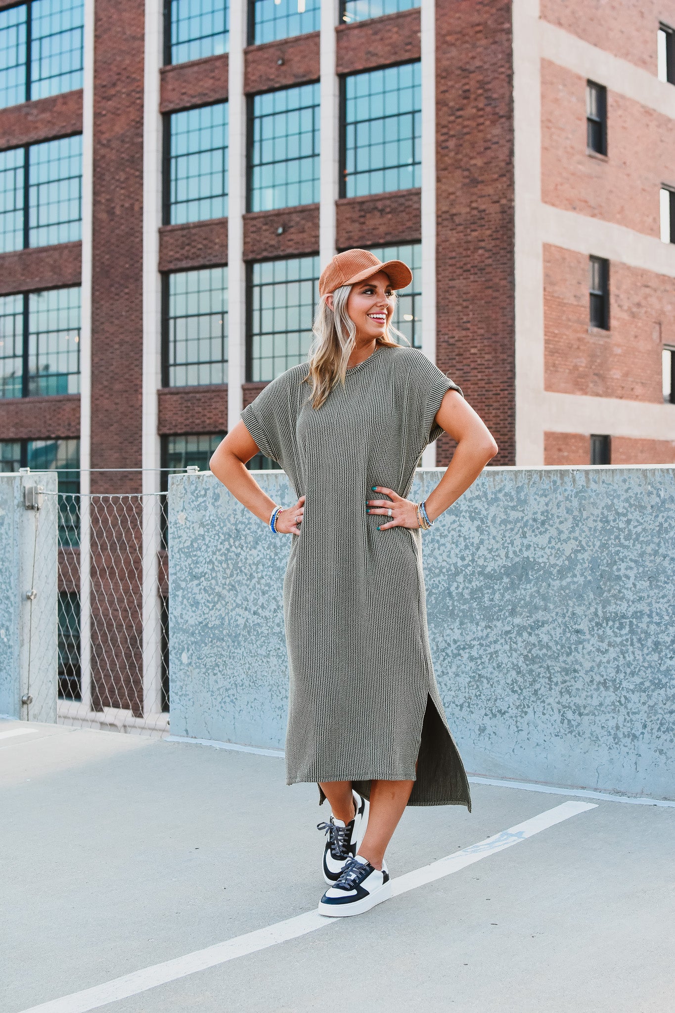 Kasie Maxi Tee Shirt Dress in Olive