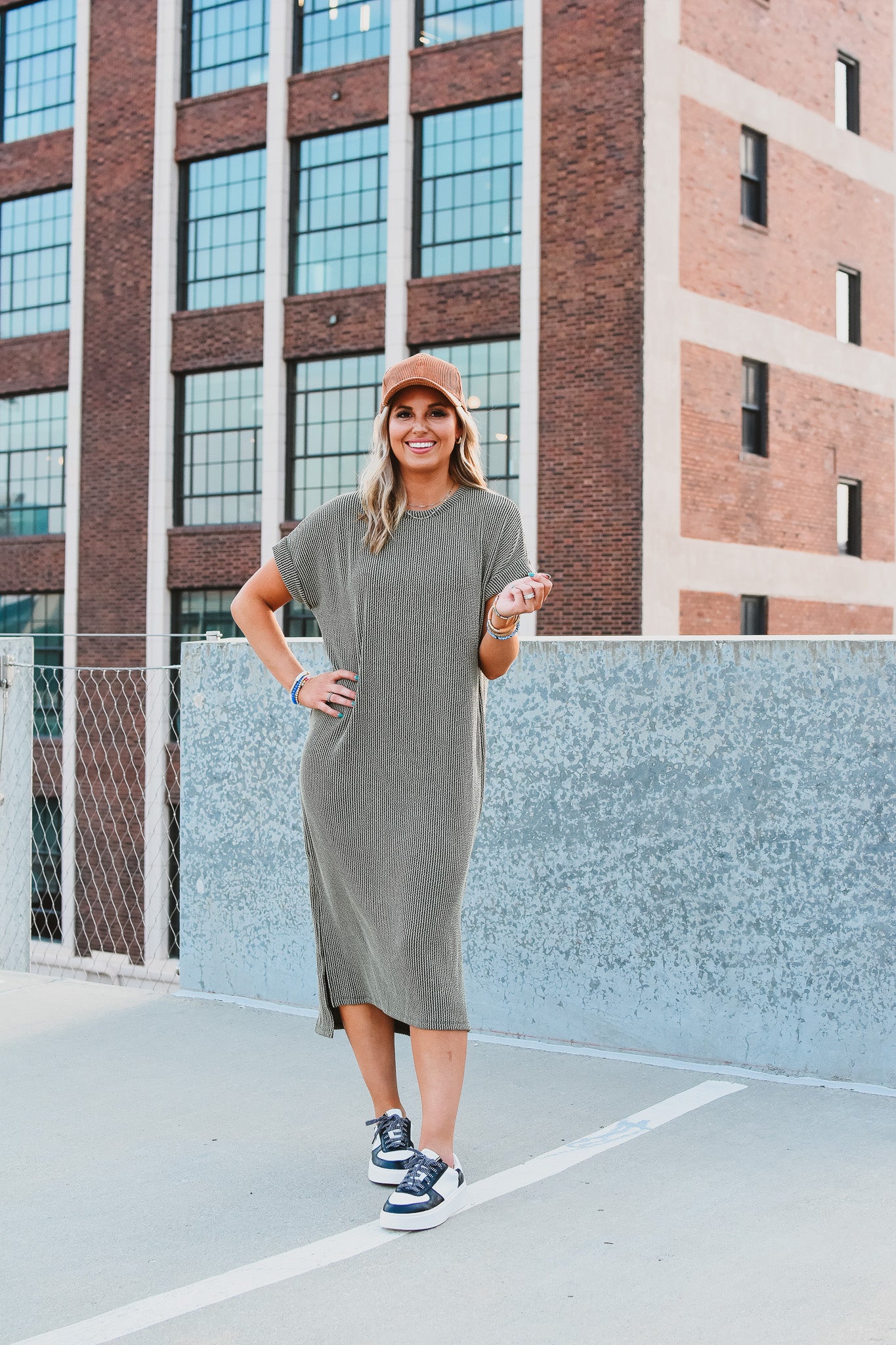 Kasie Maxi Tee Shirt Dress in Olive
