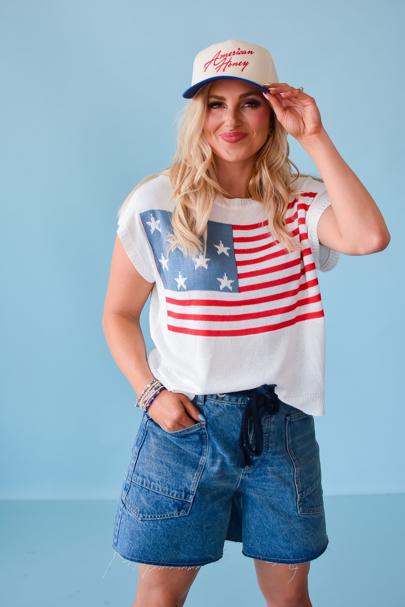 USA Flag Knit Top