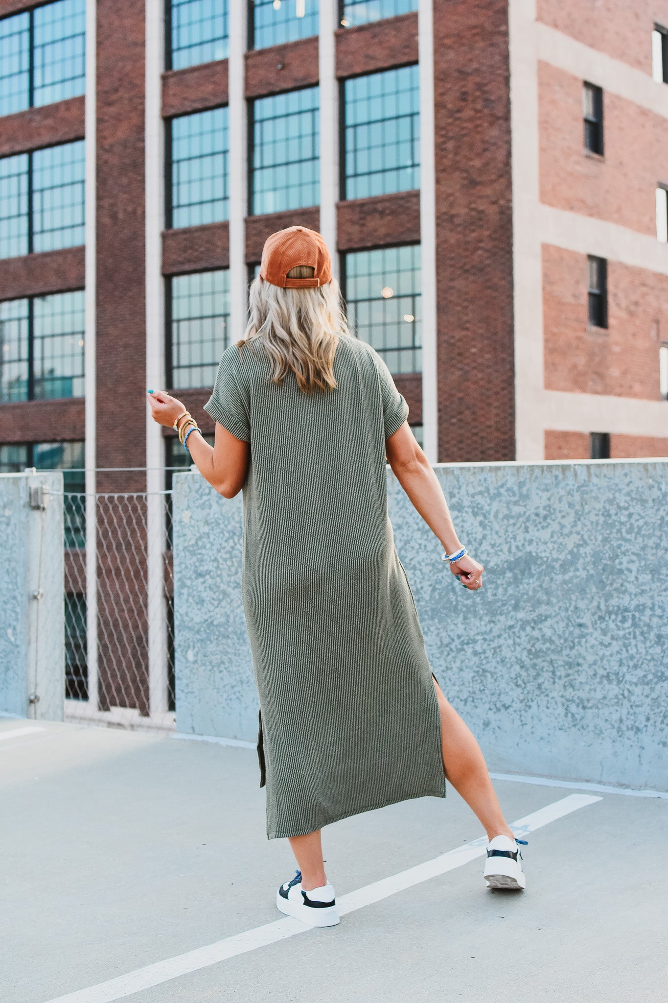 Kasie Maxi Tee Shirt Dress in Olive