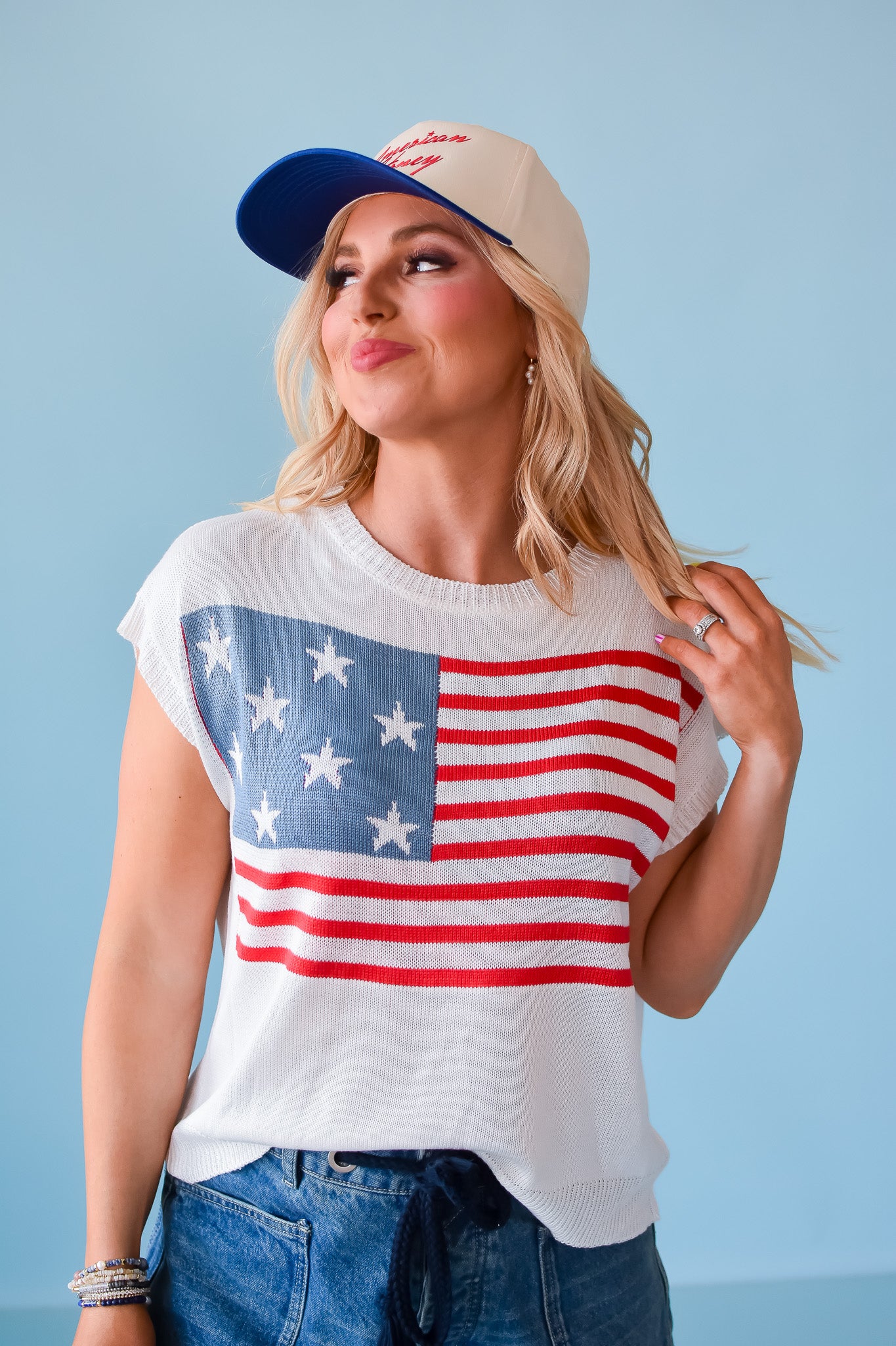 USA Flag Knit Top