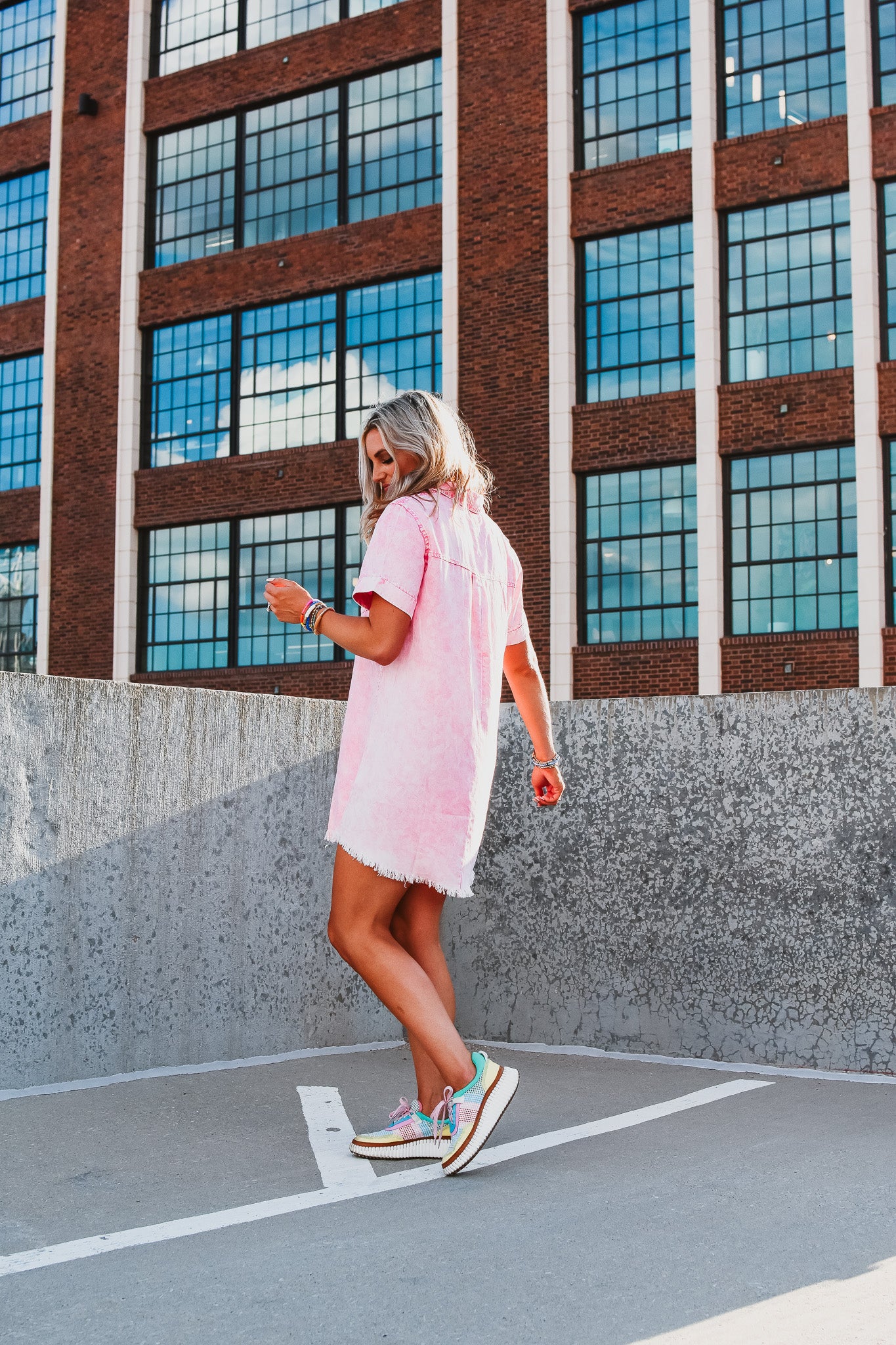 Chandler Denim Dress in Pink