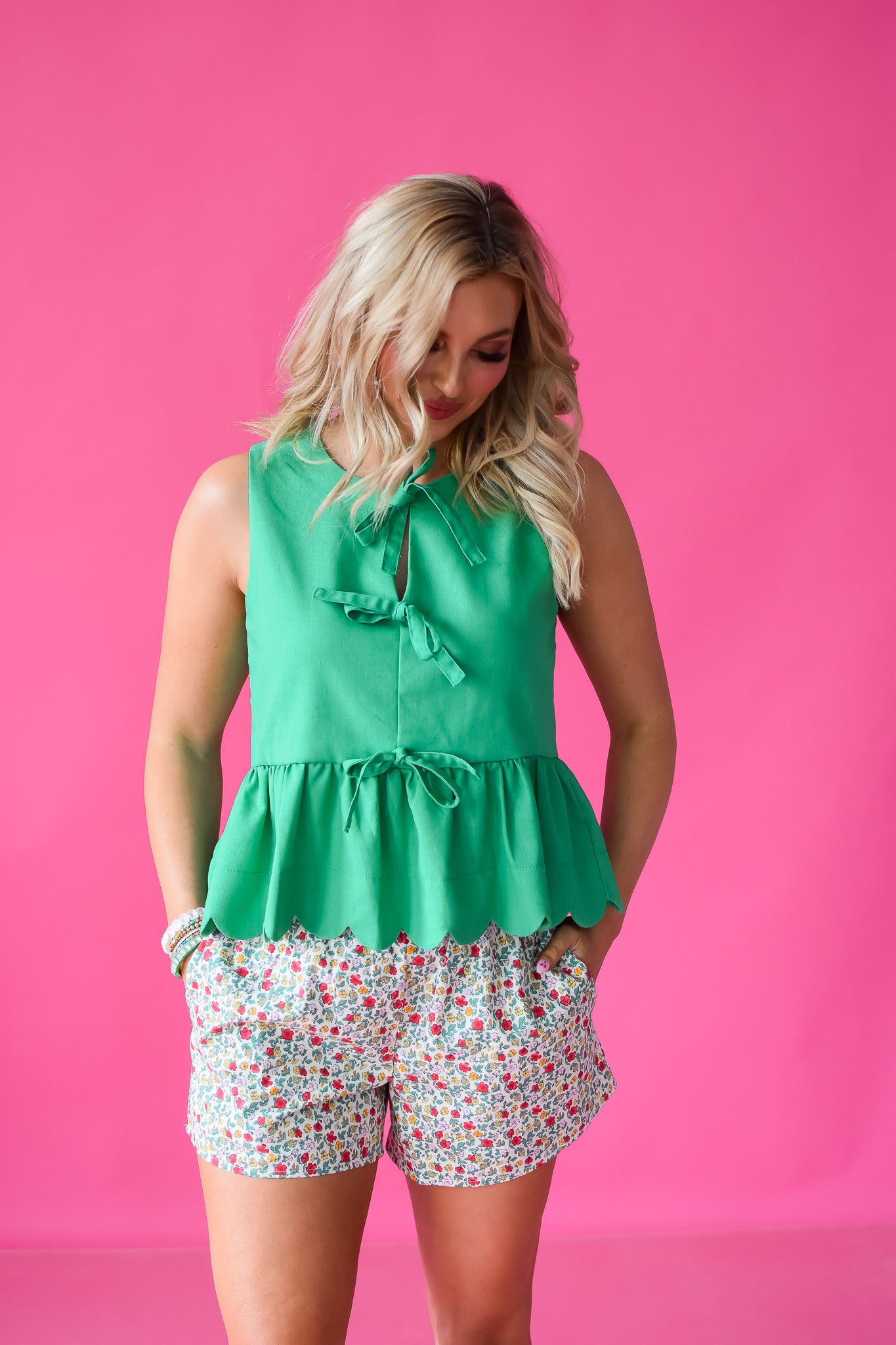 Carmen Scallop Front Tie Top