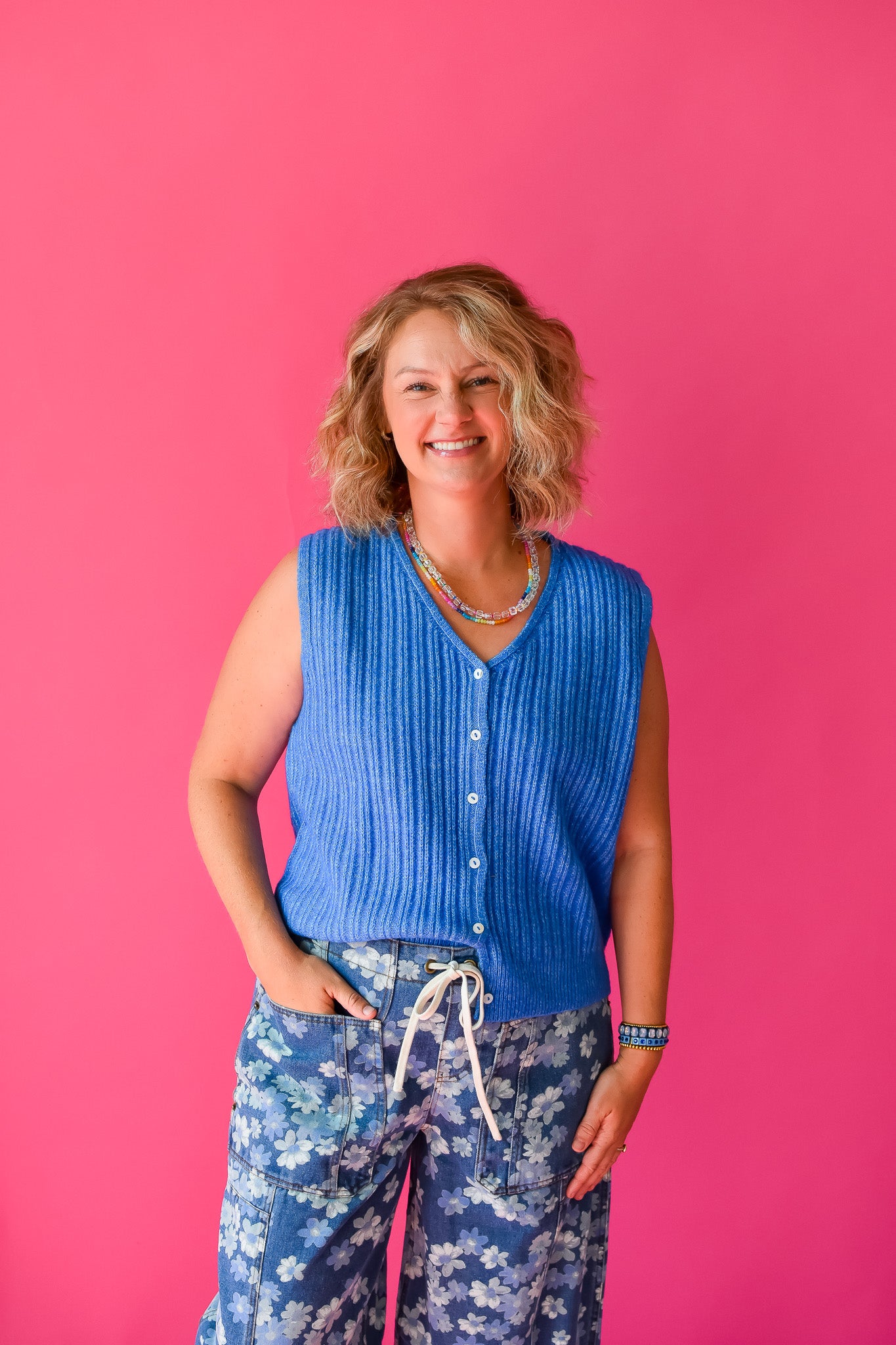 Hattie Sweater Vest in Blue