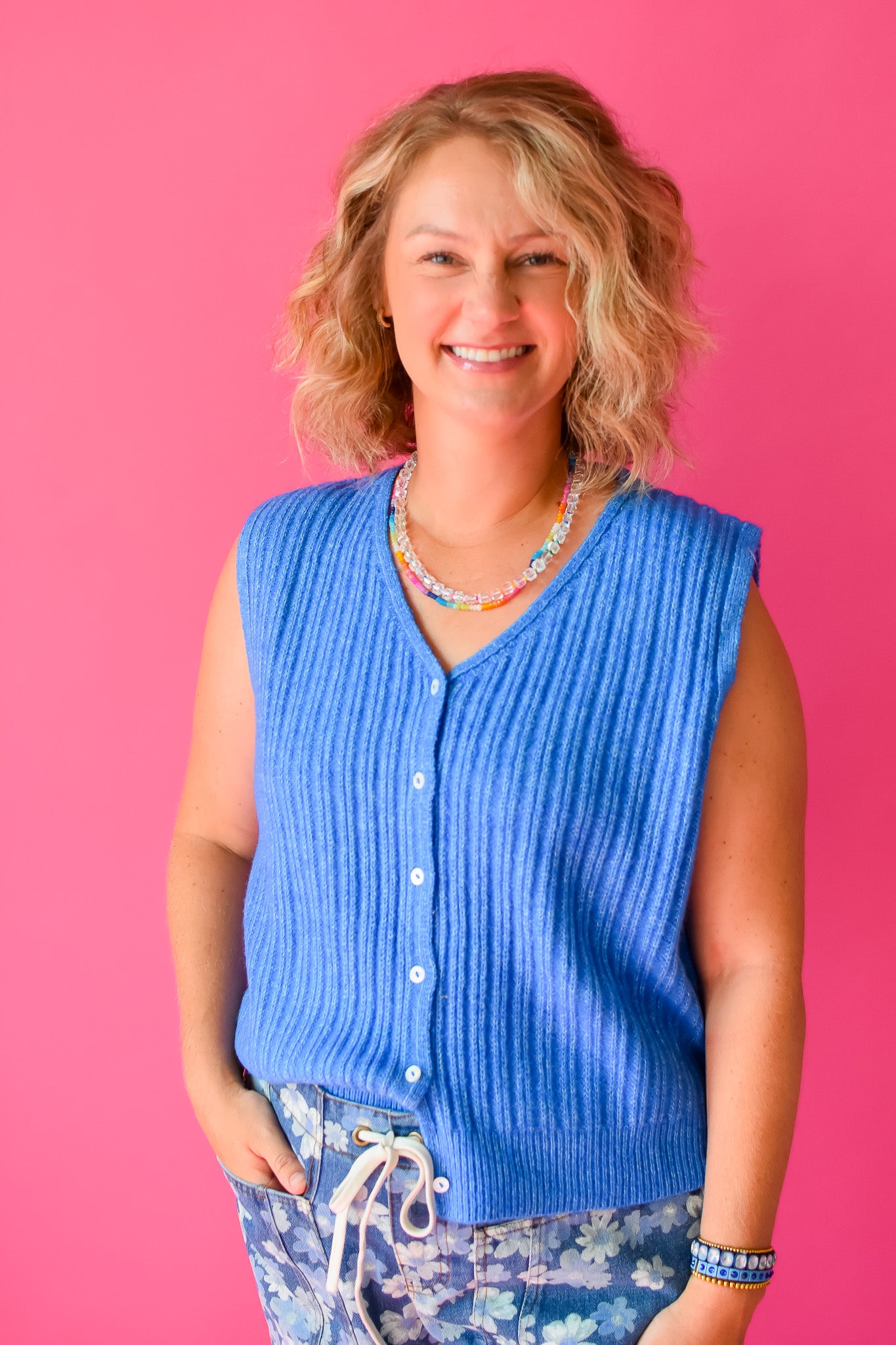 Hattie Sweater Vest in Blue