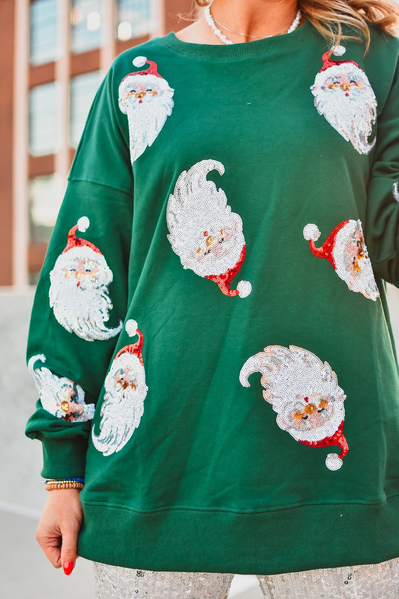 Sequin Santa Pullover