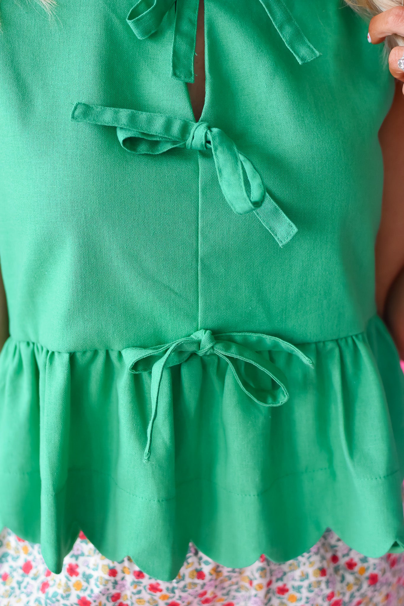 Carmen Scallop Front Tie Top