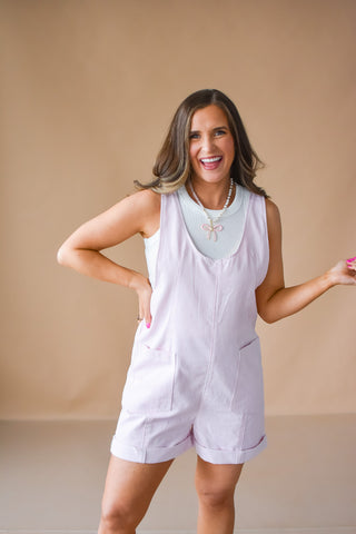 Fran Striped Romper in Pink