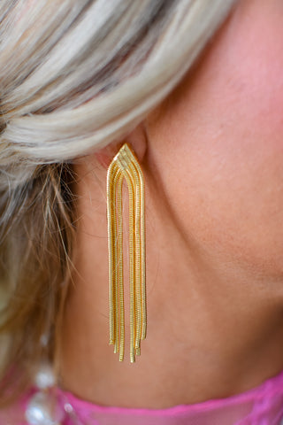 Gold Waterfall Chain Earrings