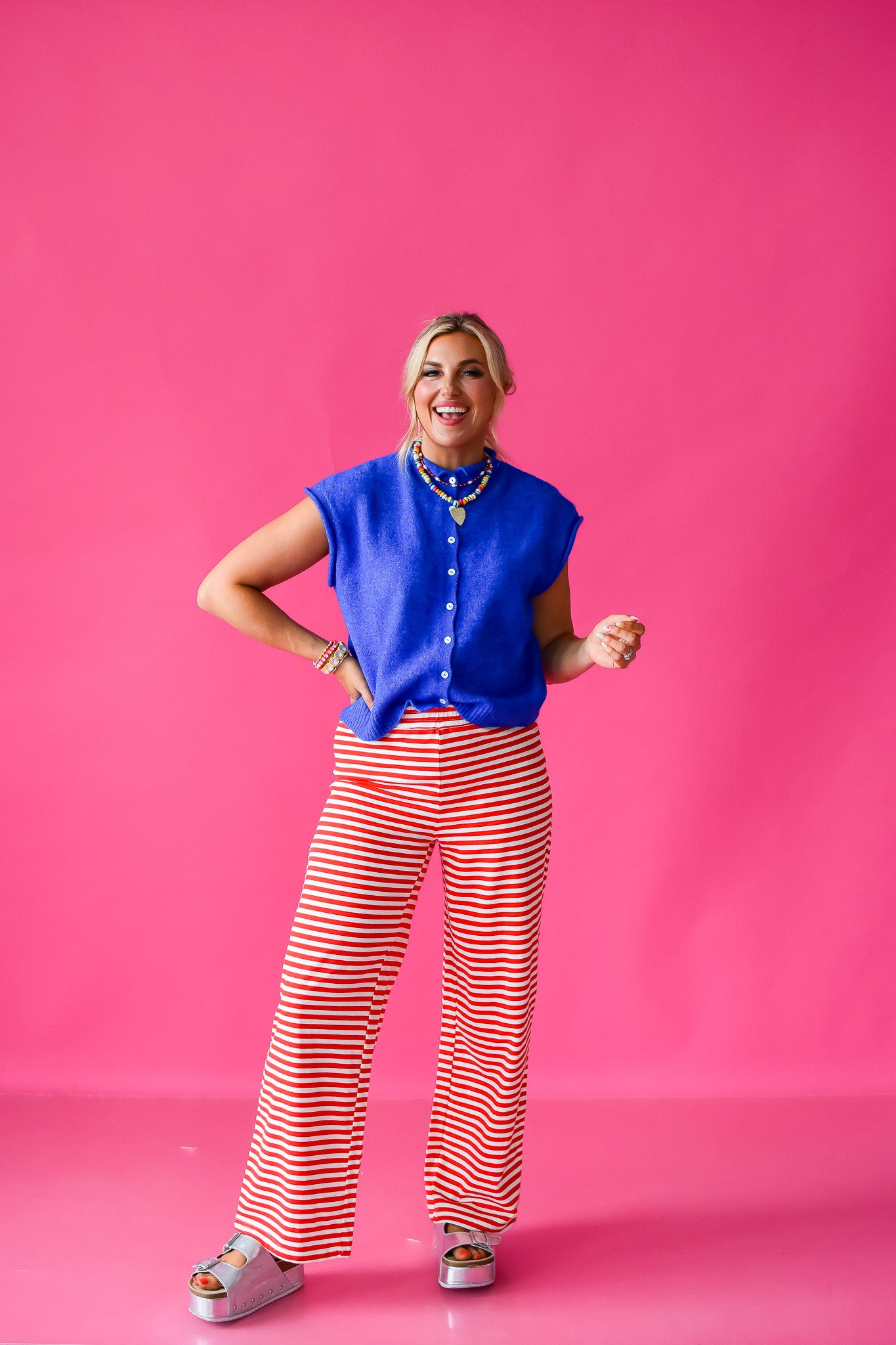 Sleeveless Piper Cardigan in Blue