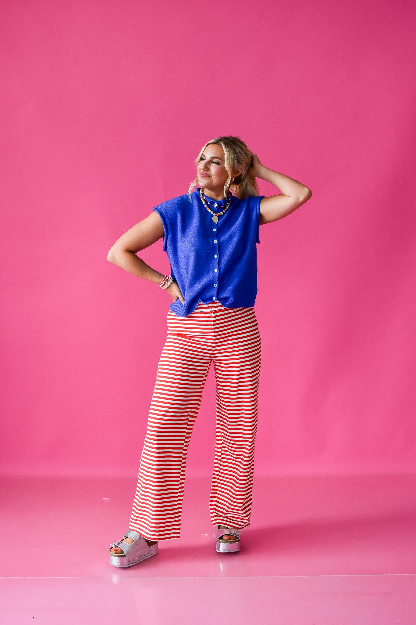 Sleeveless Piper Cardigan in Blue