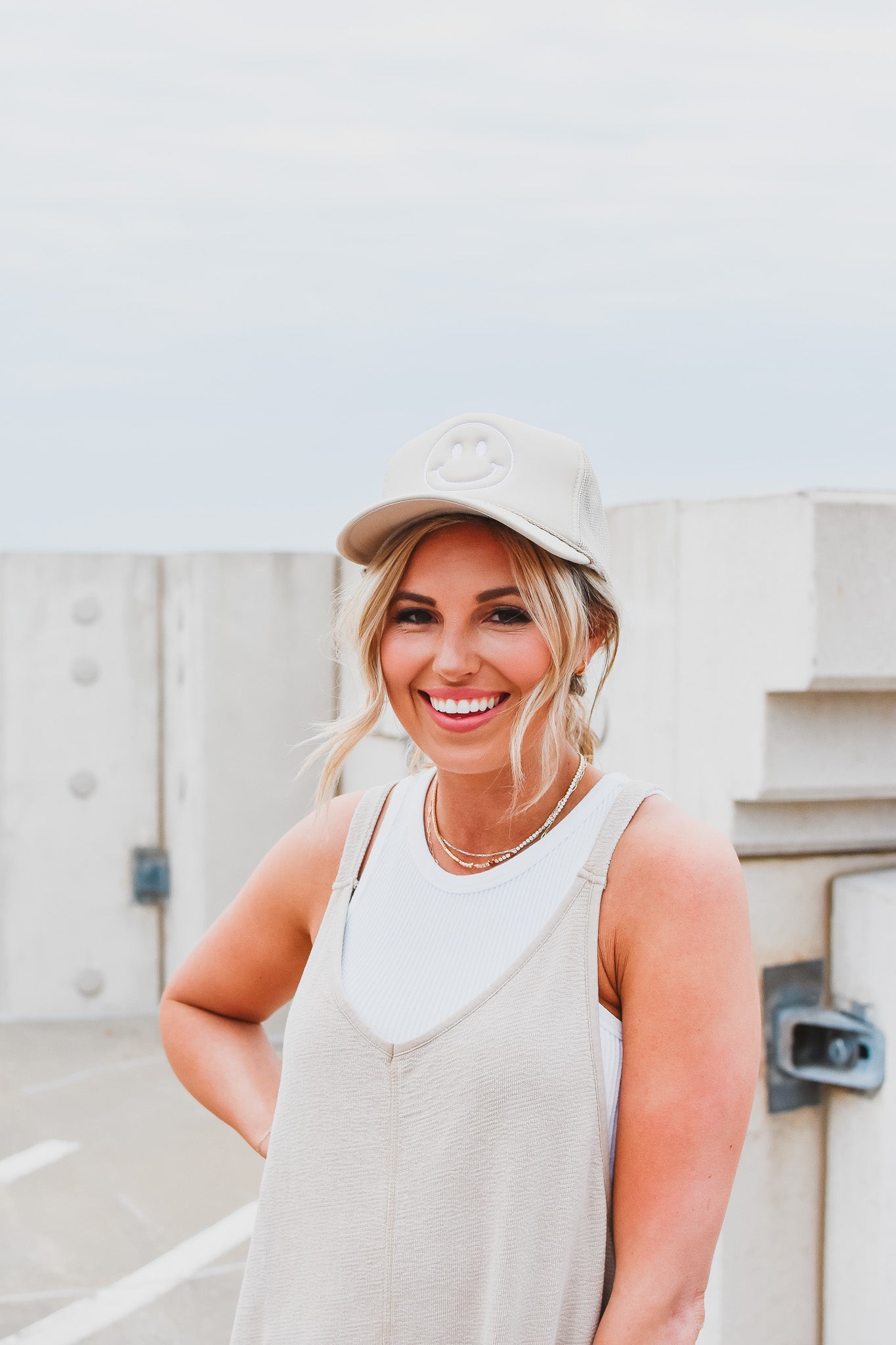 Khaki Happy Face Trucker
