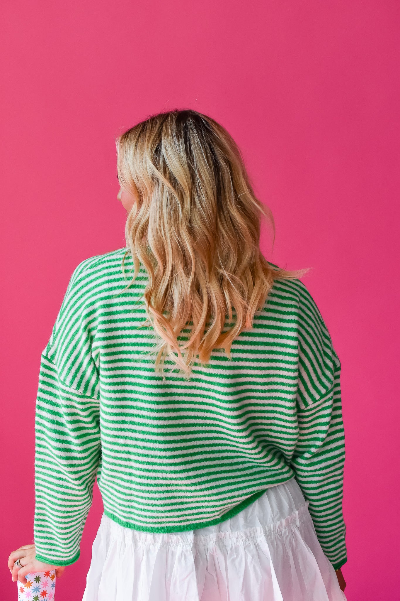 Piper Cardigan - Green Mini Stripe