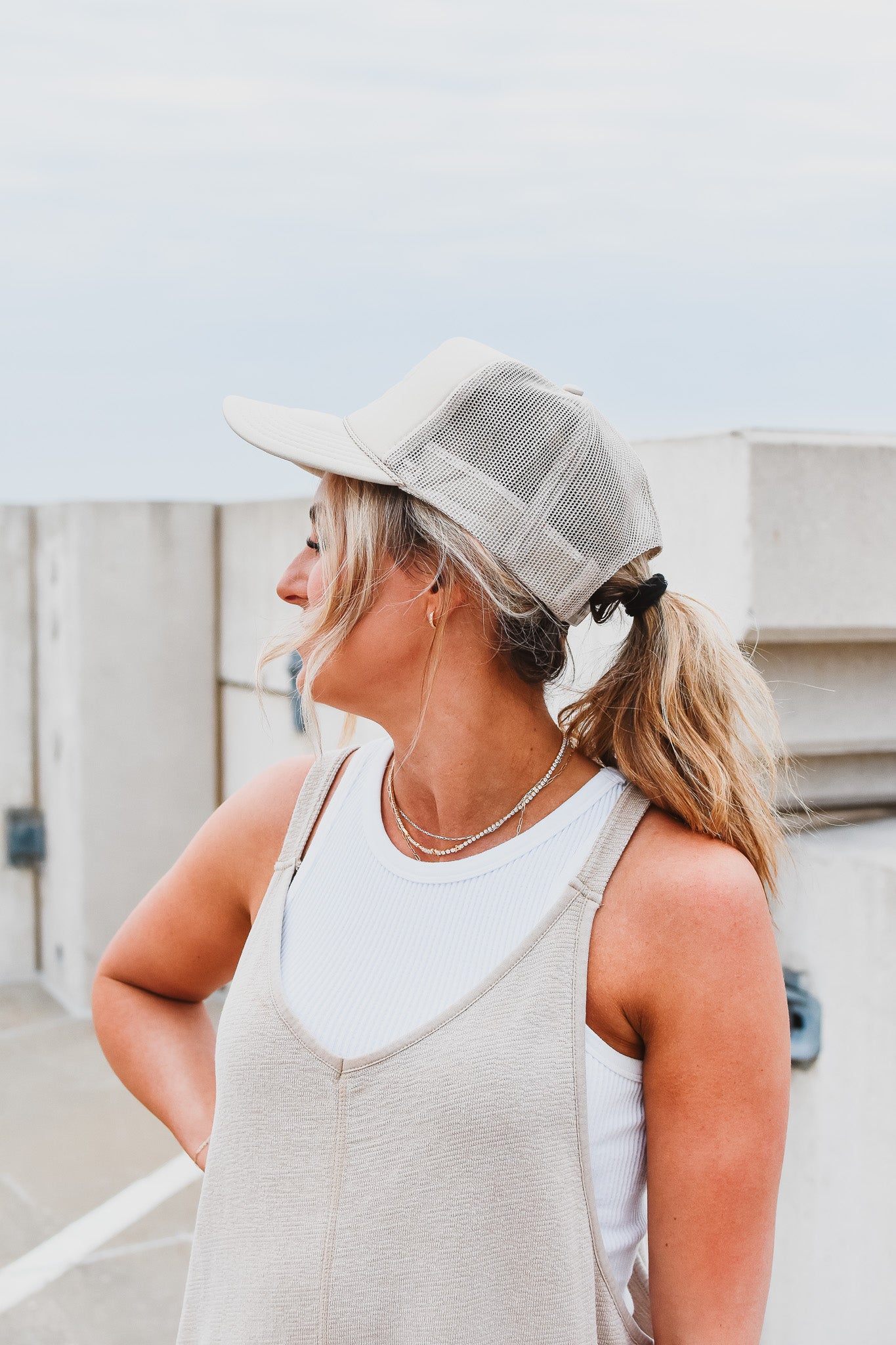 Khaki Happy Face Trucker