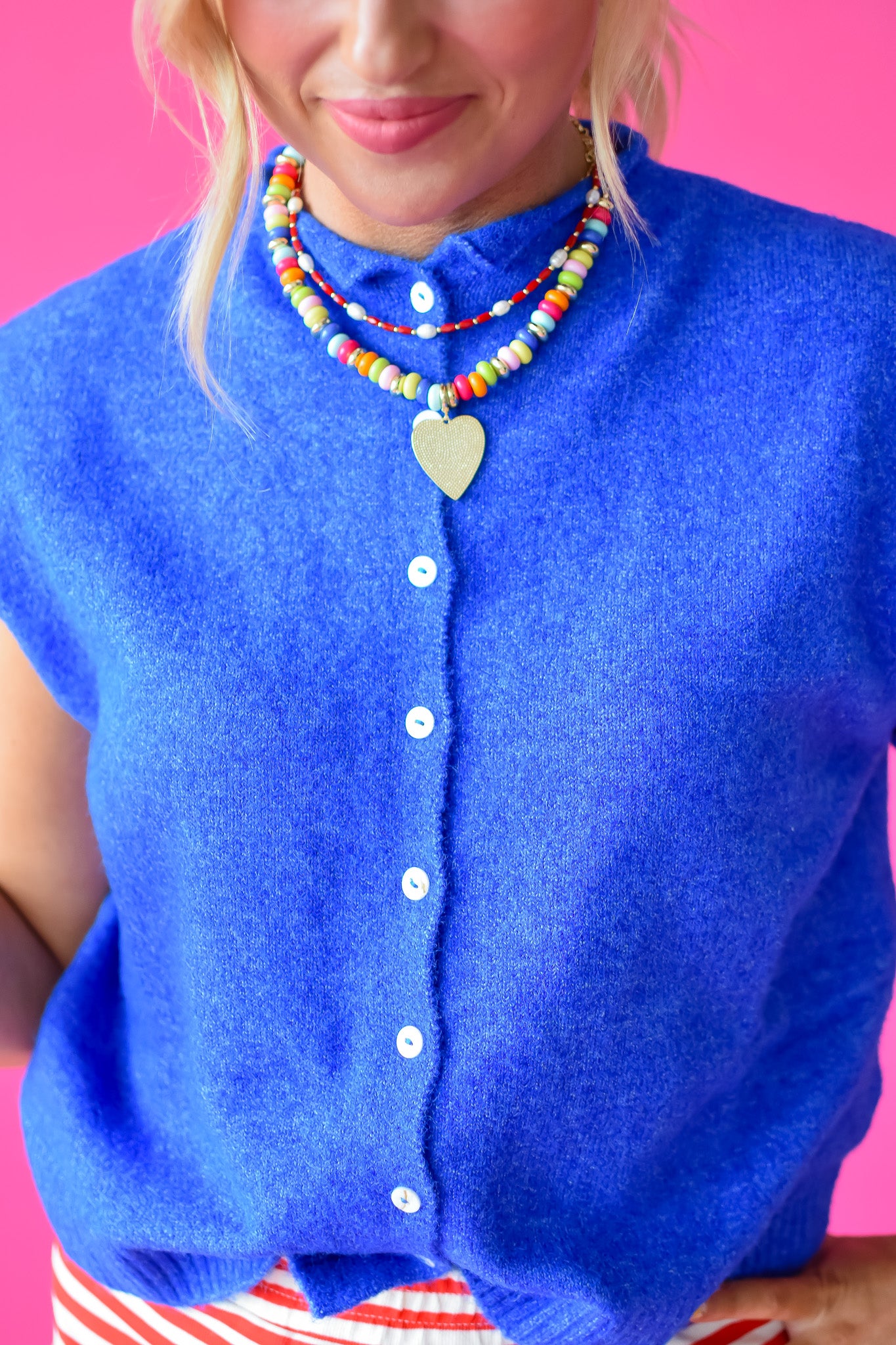 Sleeveless Piper Cardigan in Blue