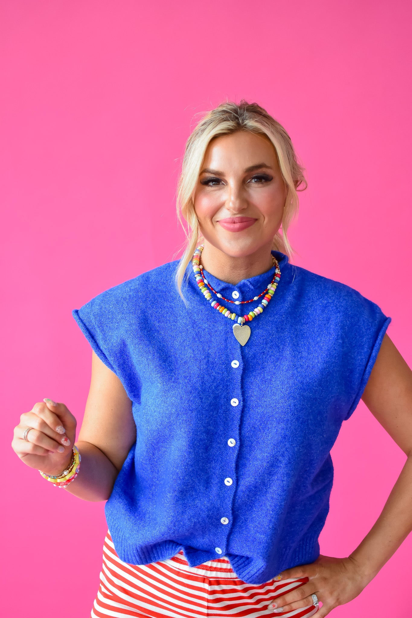 Sleeveless Piper Cardigan in Blue