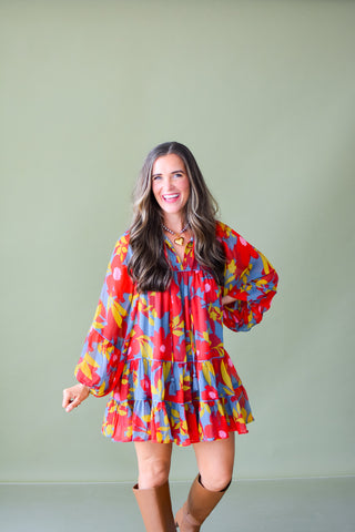 Olivia Boho Floral Mini Dress