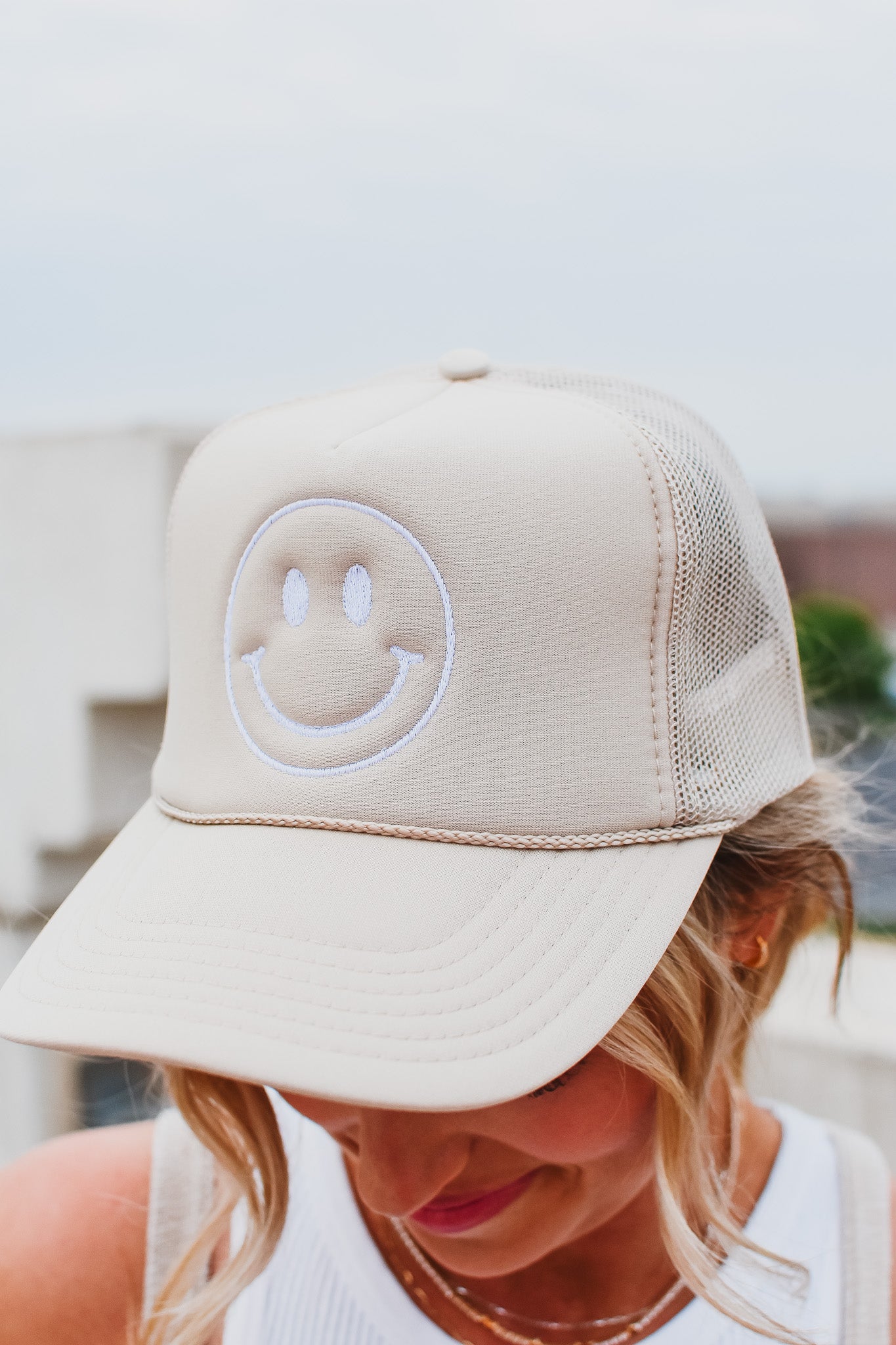 Khaki Happy Face Trucker