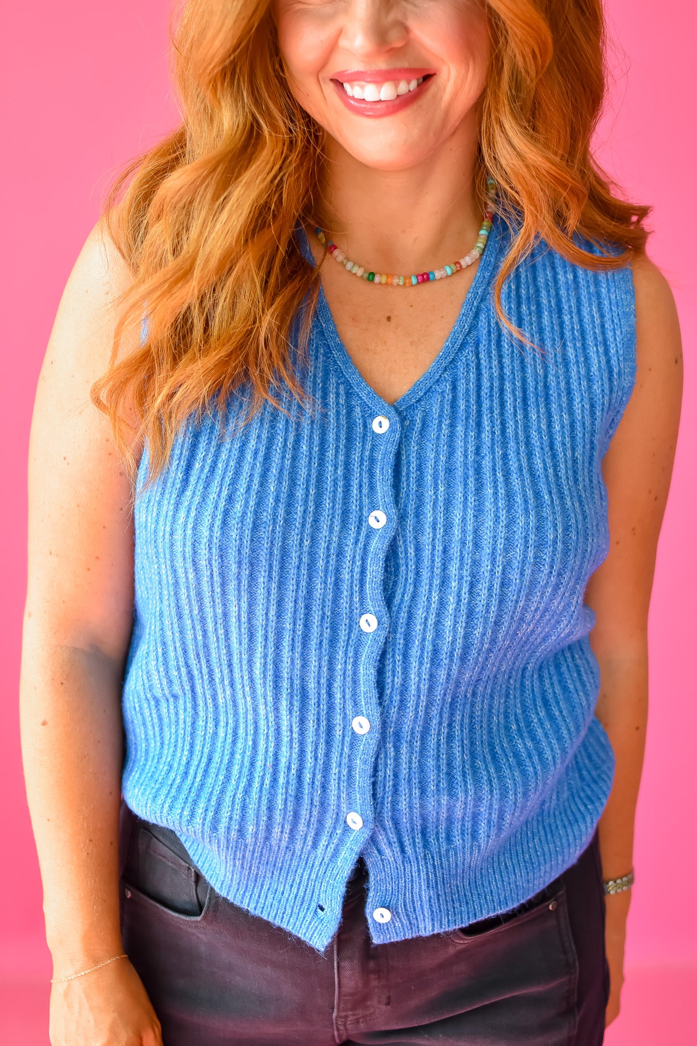 Hattie Sweater Vest in Blue