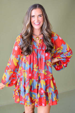 Olivia Boho Floral Mini Dress
