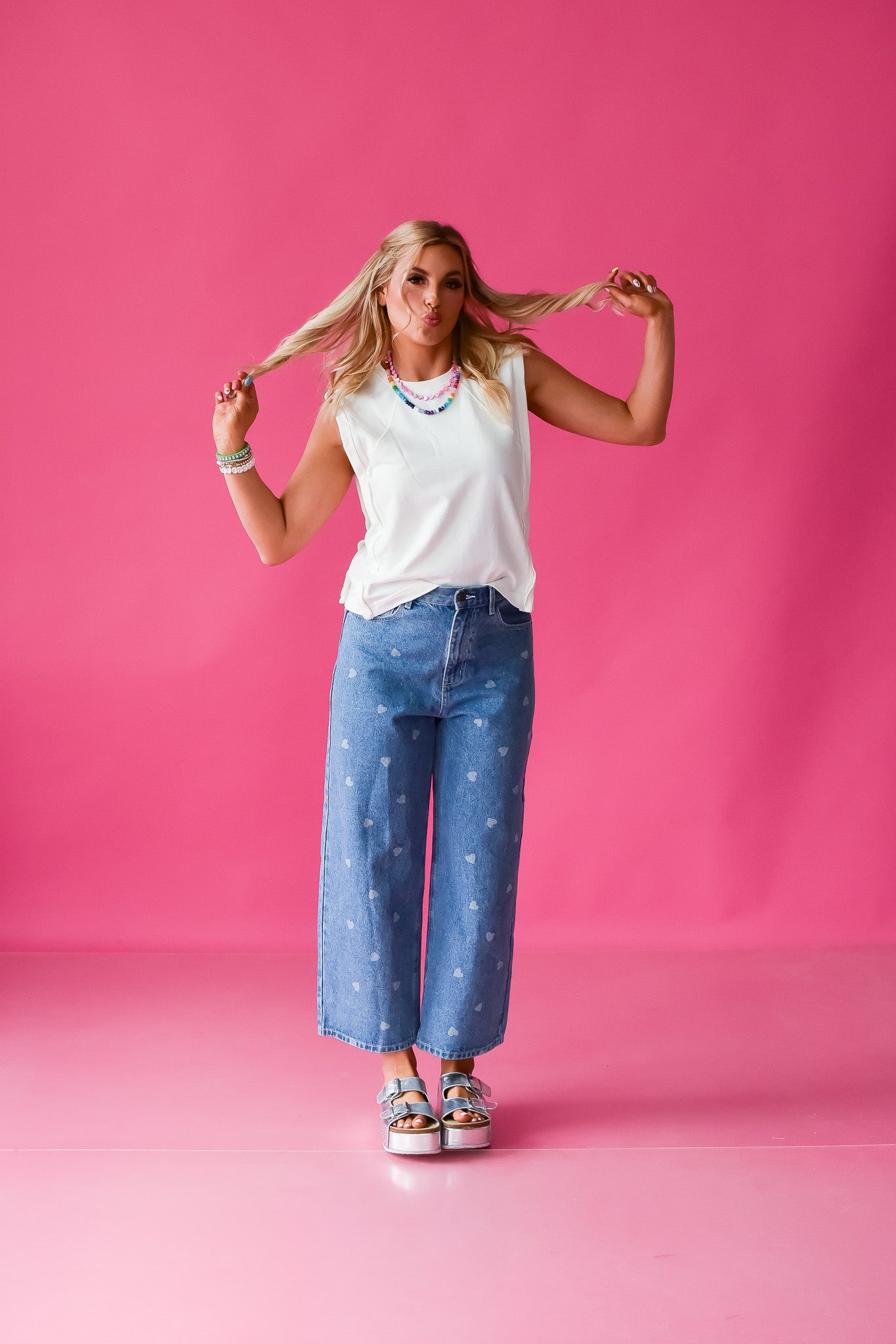 Ashlee Sleeveless Tee in White