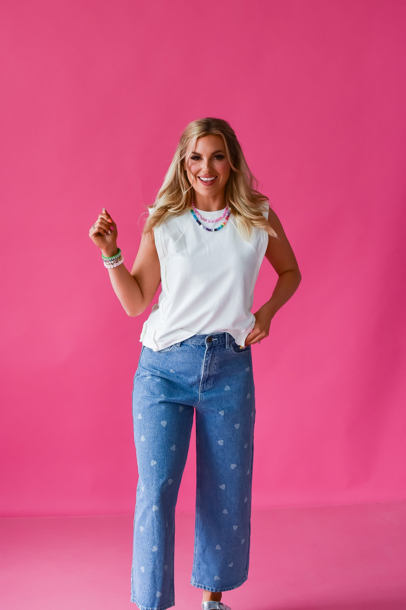 Ashlee Sleeveless Tee in White