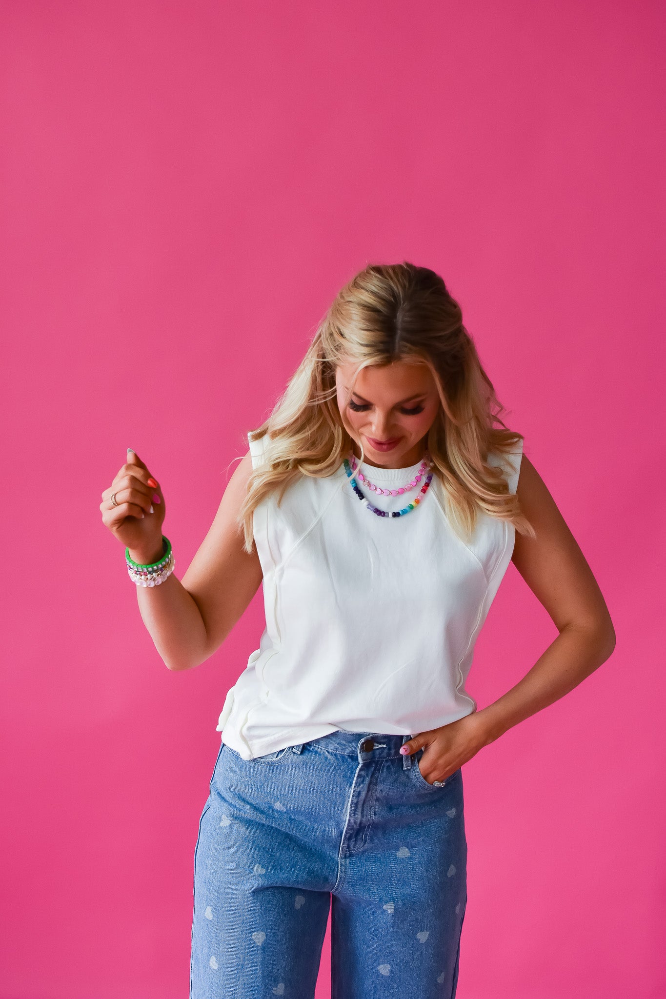 Ashlee Sleeveless Tee in White
