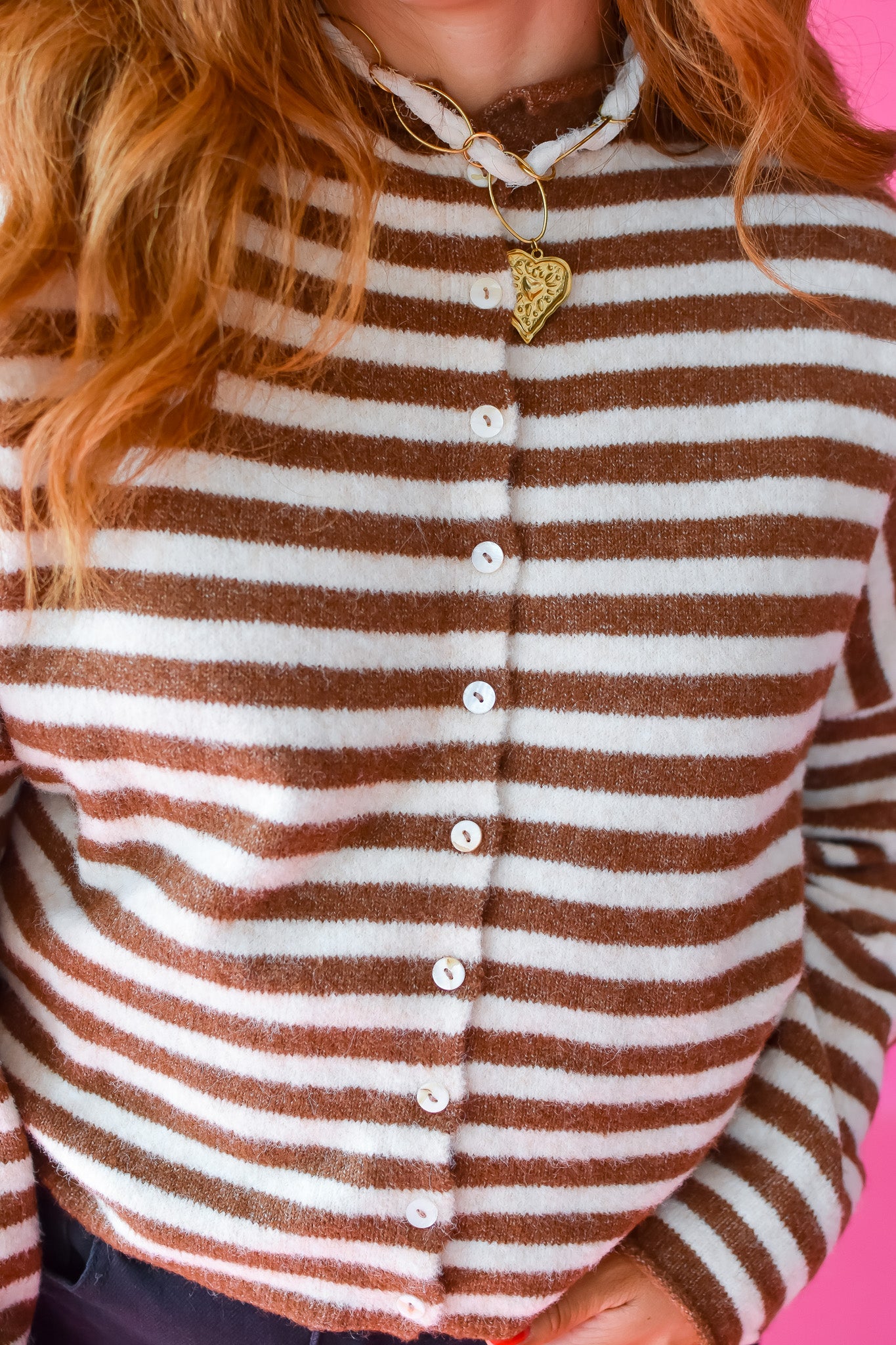 Piper Cardigan in Mocha Stripe