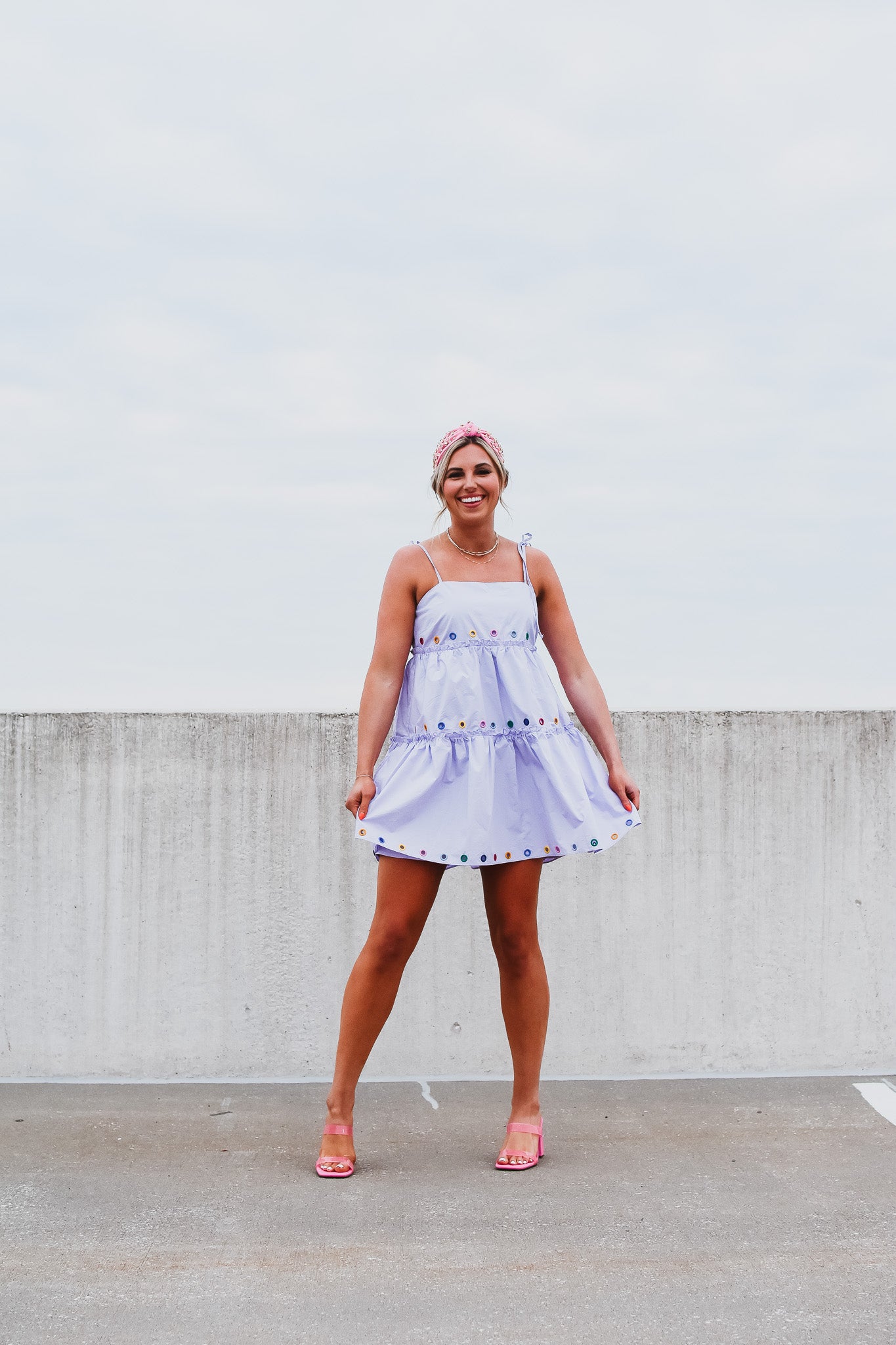 Kaylie Eyelet Trim Mini Dress