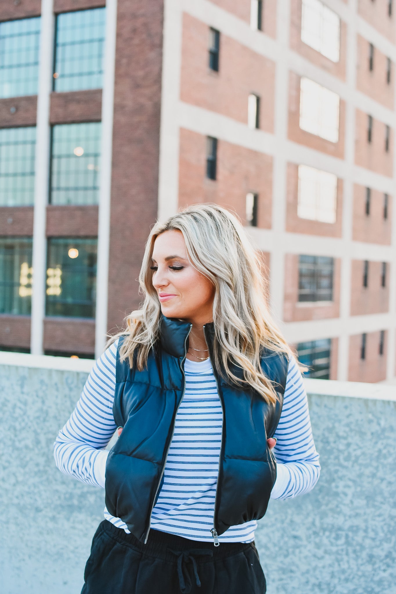 Roe Faux Leather Vest in Black