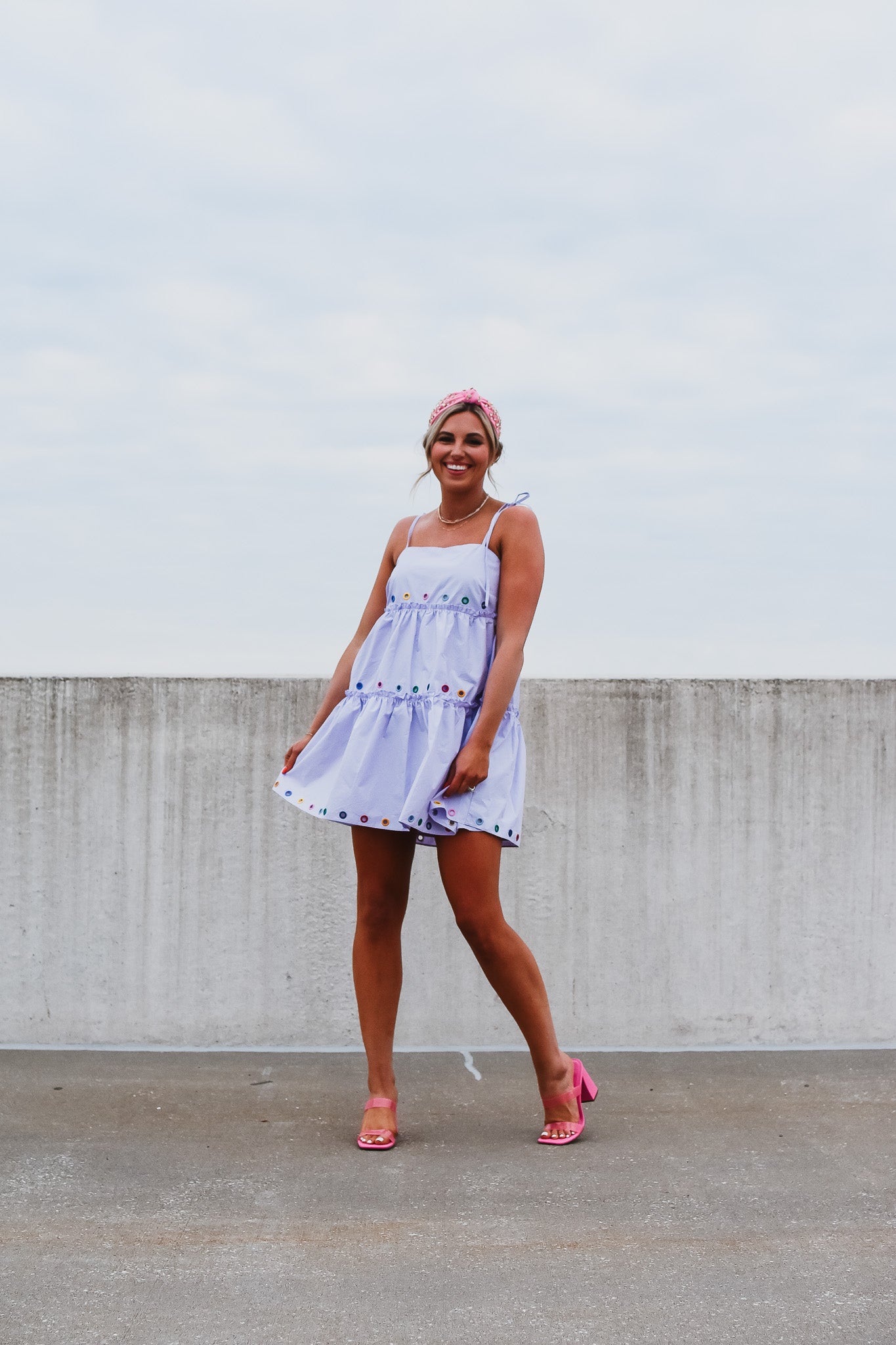 Kaylie Eyelet Trim Mini Dress