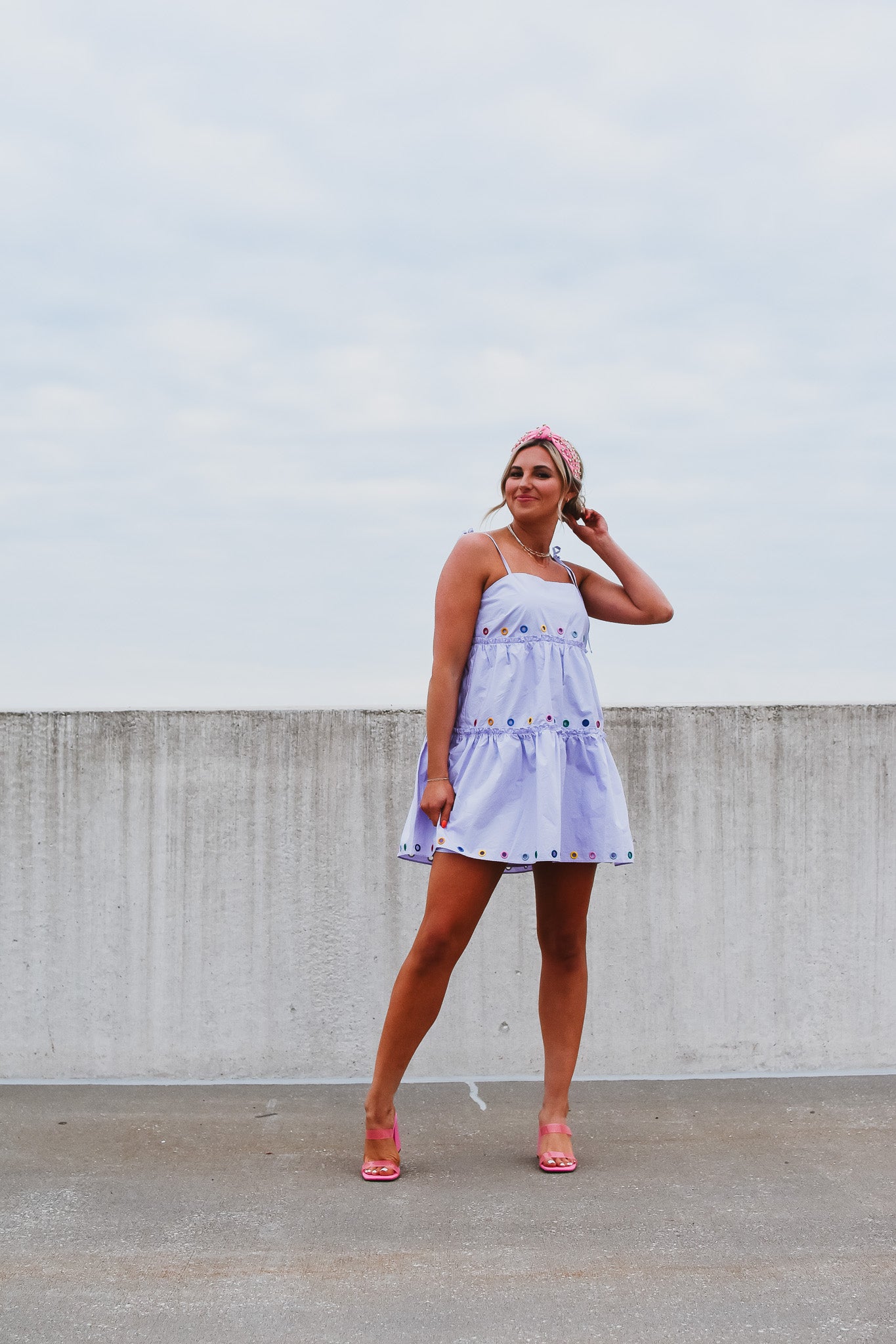 Kaylie Eyelet Trim Mini Dress