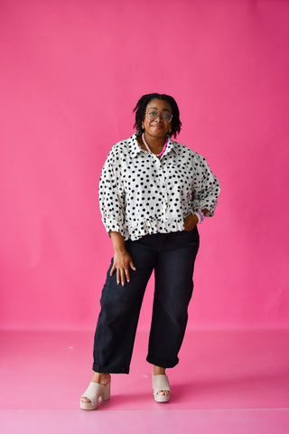Cella Polka Dot Peplum Top
