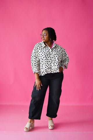 Cella Polka Dot Peplum Top