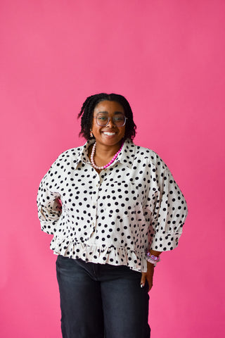 Cella Polka Dot Peplum Top