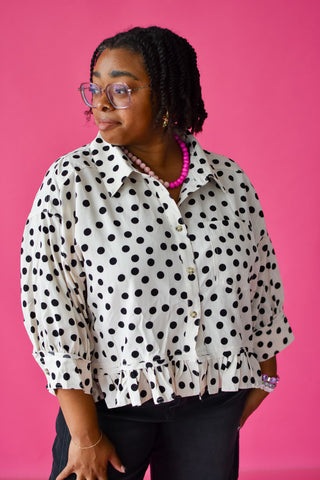 Cella Polka Dot Peplum Top