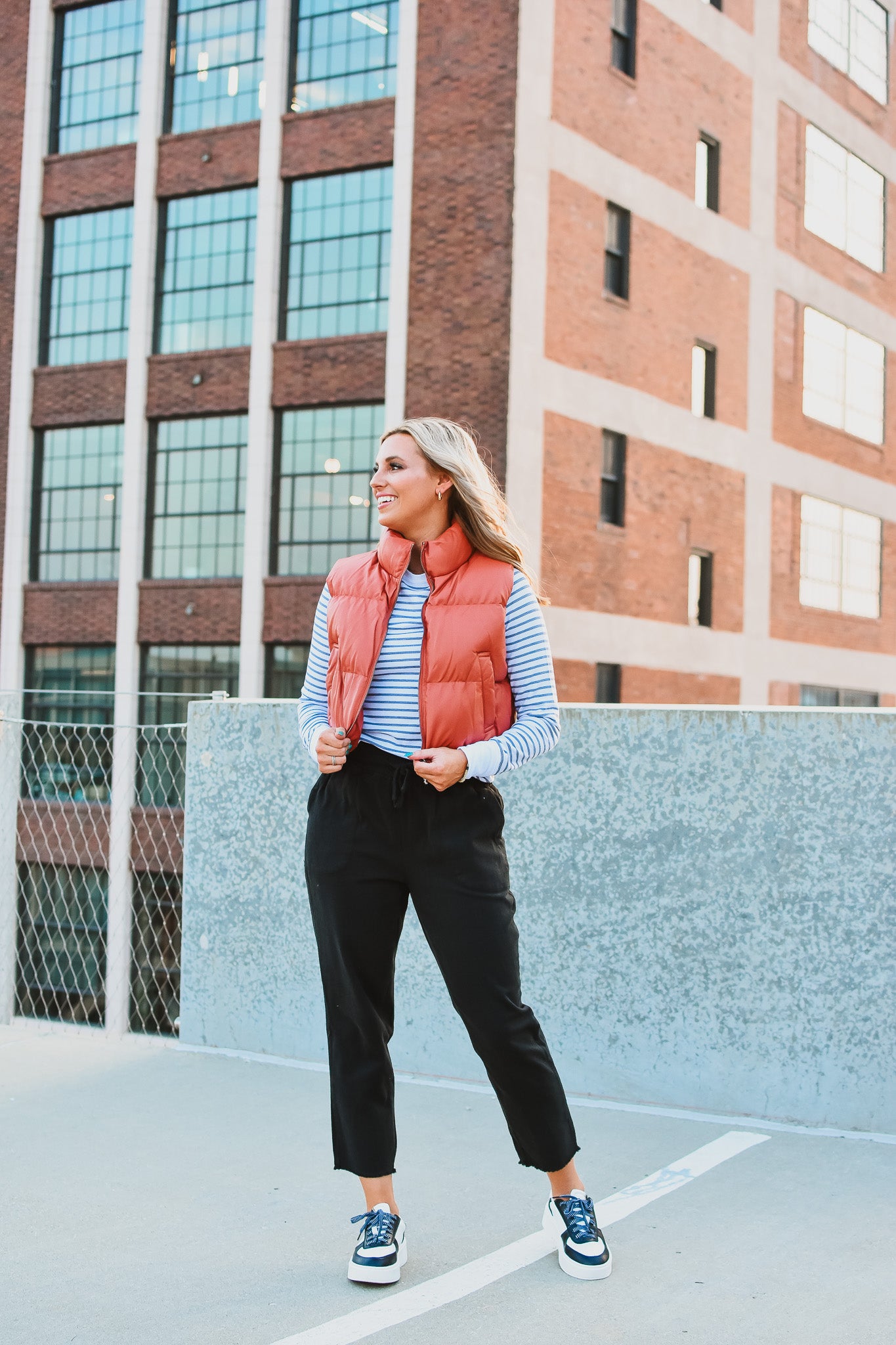 Roe Faux Leather Vest in Baked Clay