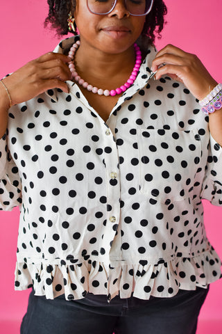 Cella Polka Dot Peplum Top