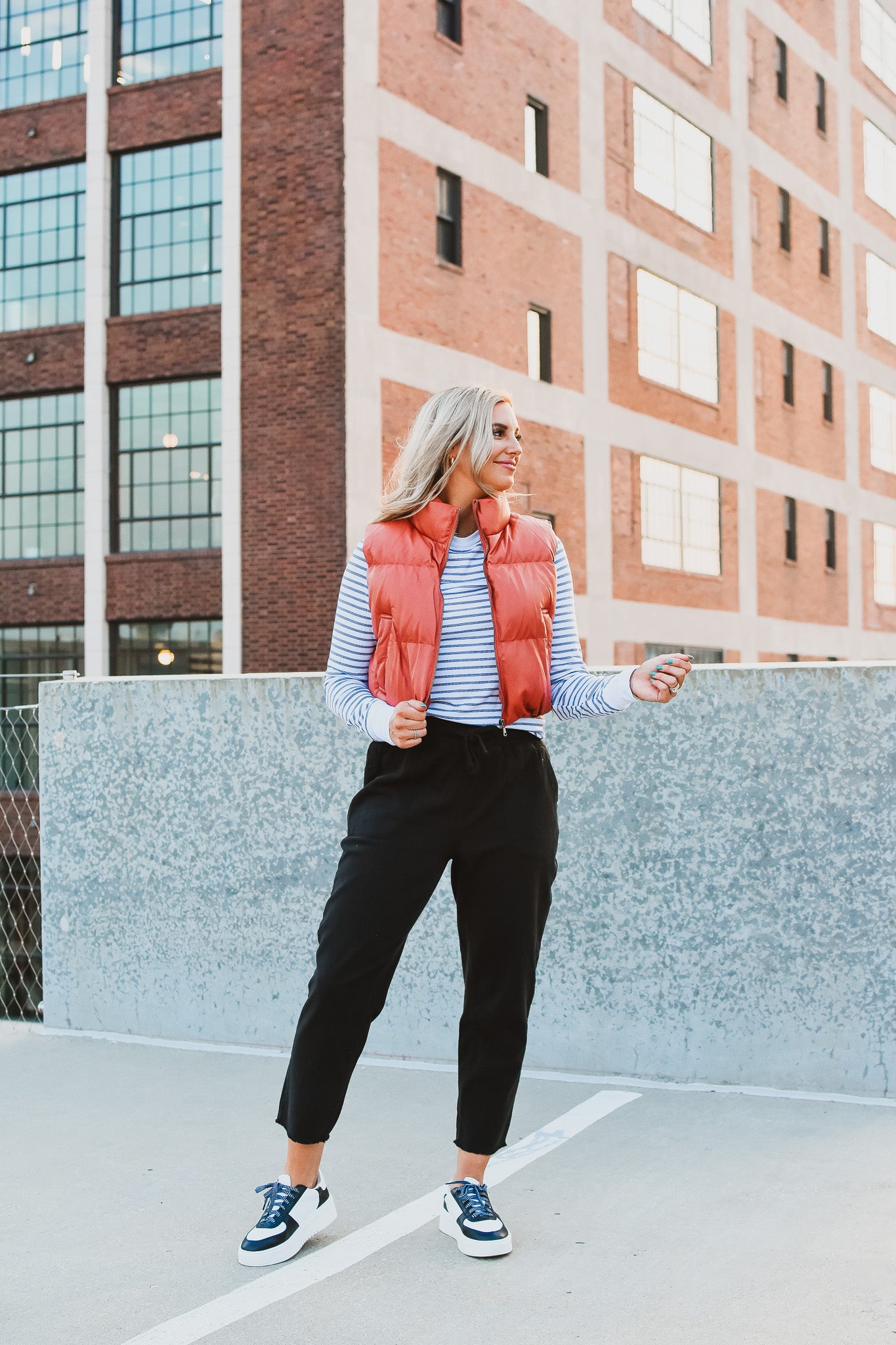 Roe Faux Leather Vest in Baked Clay