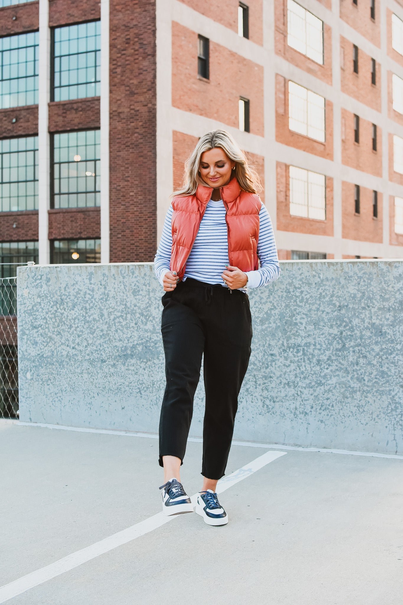 Roe Faux Leather Vest in Baked Clay