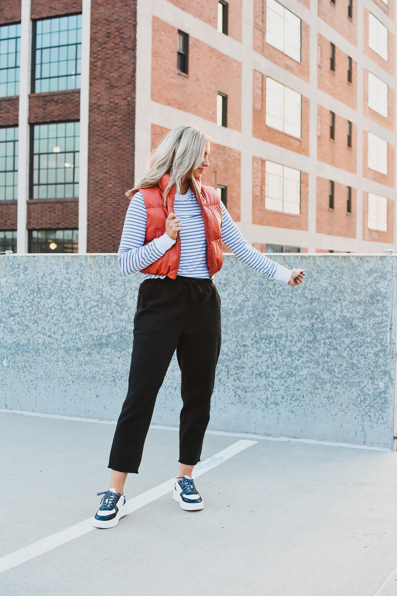 Roe Faux Leather Vest in Baked Clay