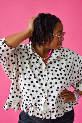 Cella Polka Dot Peplum Top