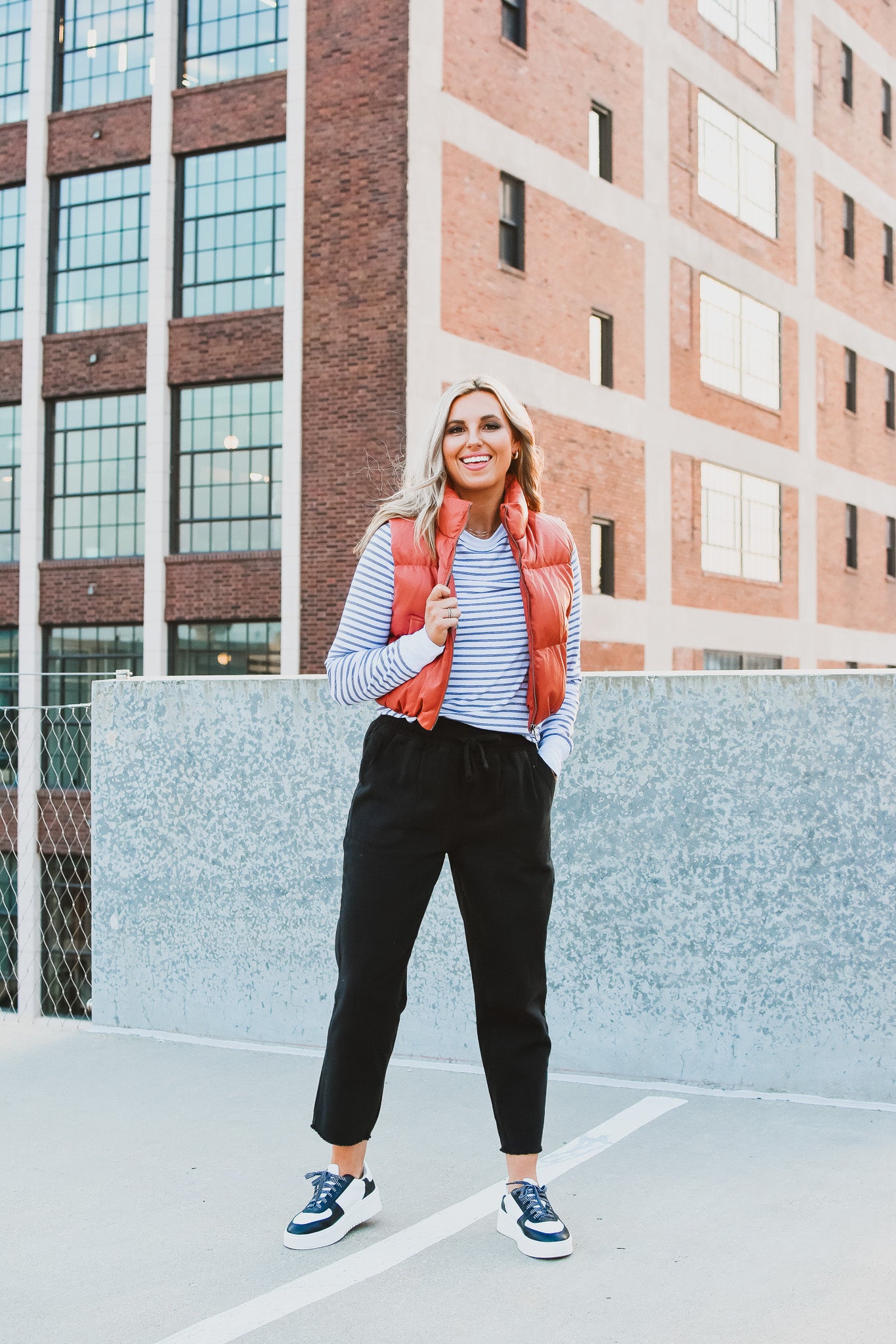 Roe Faux Leather Vest in Baked Clay