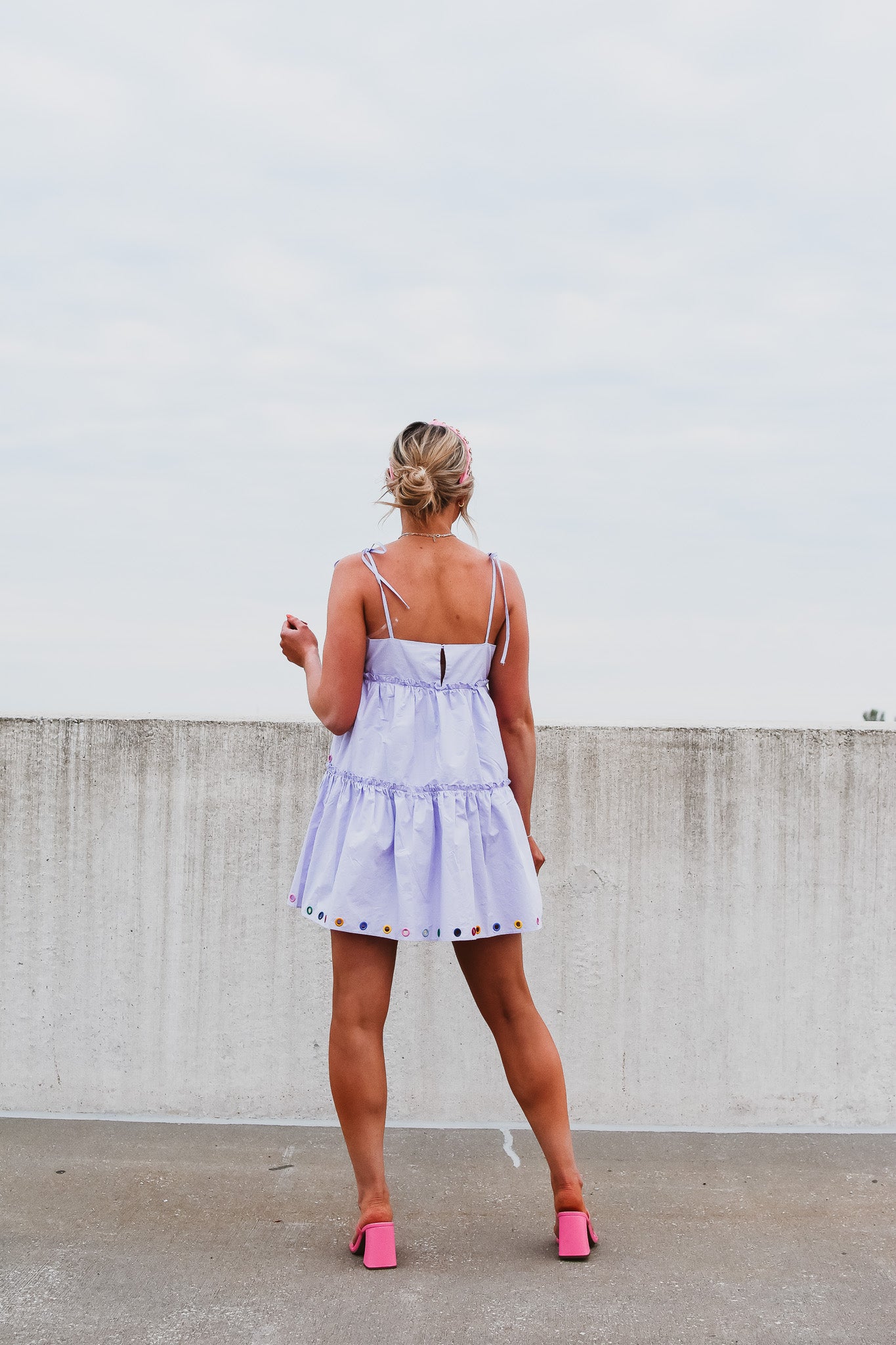 Kaylie Eyelet Trim Mini Dress