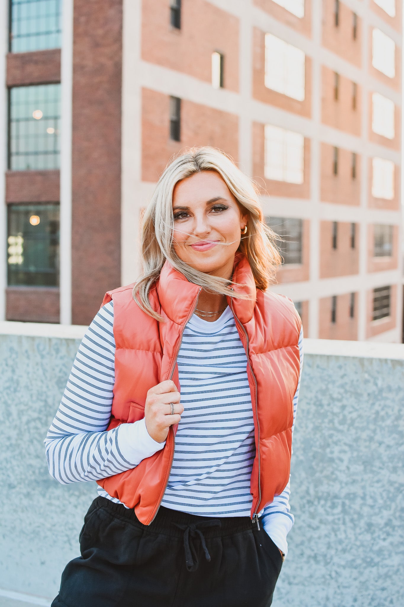 Roe Faux Leather Vest in Baked Clay