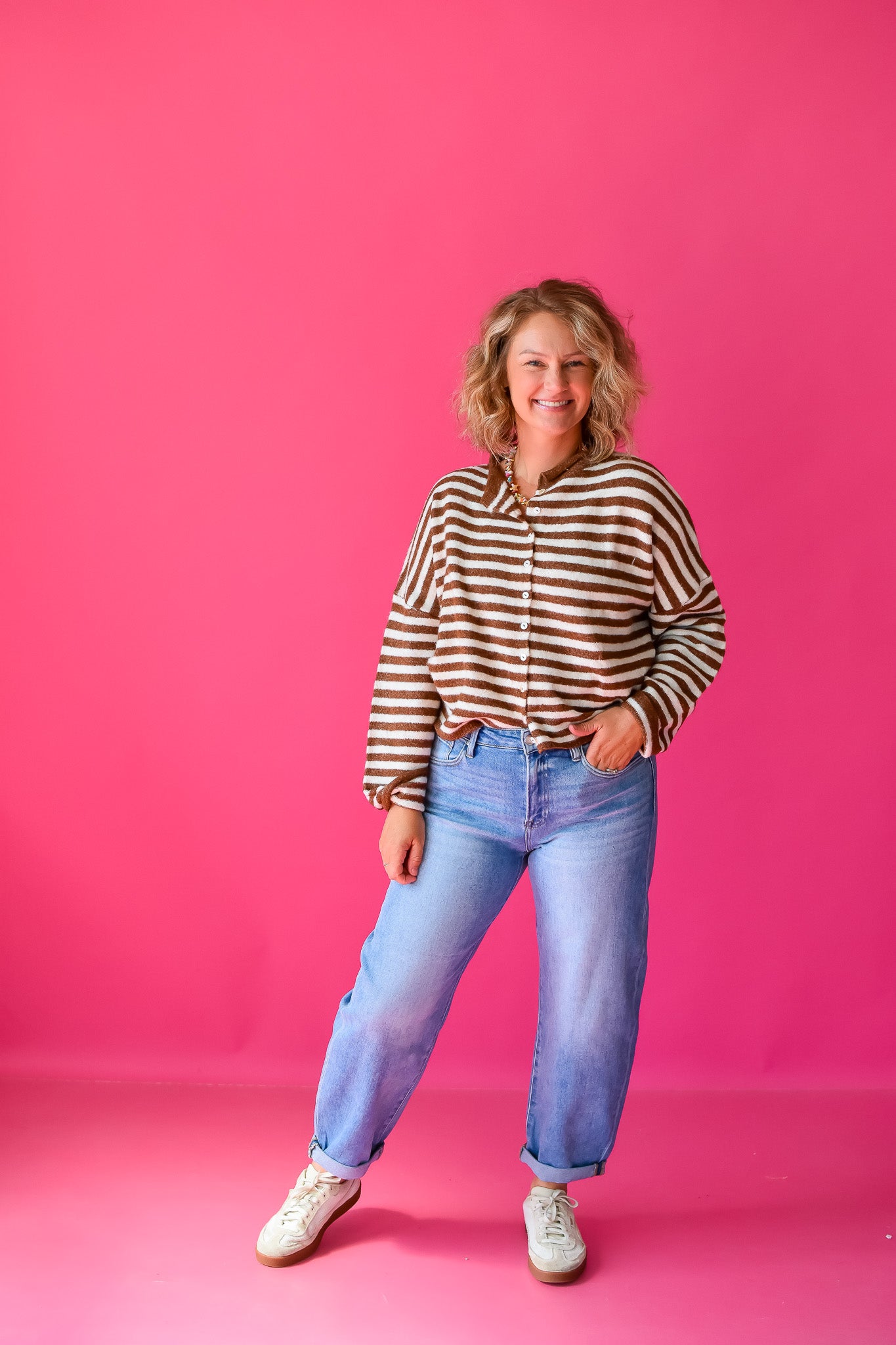 Piper Cardigan in Mocha Stripe