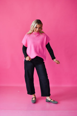 Lowen Short Sleeve Sweater in Bubble Gum Pink
