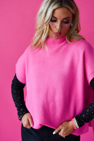 Lowen Short Sleeve Sweater in Bubble Gum Pink